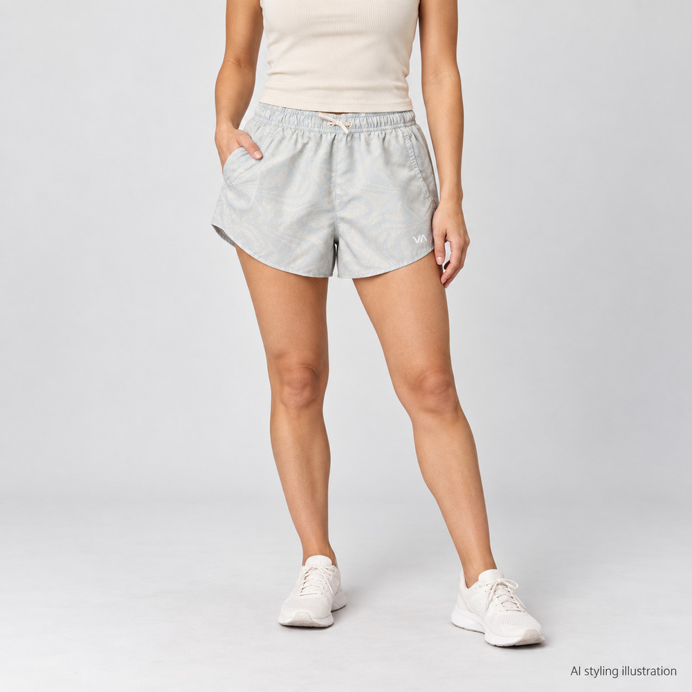 RVCA Light Gray Patterned Running Shorts Size XS